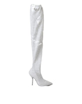 Dolce & Gabbana White Heels Stiletto Knee High Boots Shoes -   -  Dolce & Gabbana.